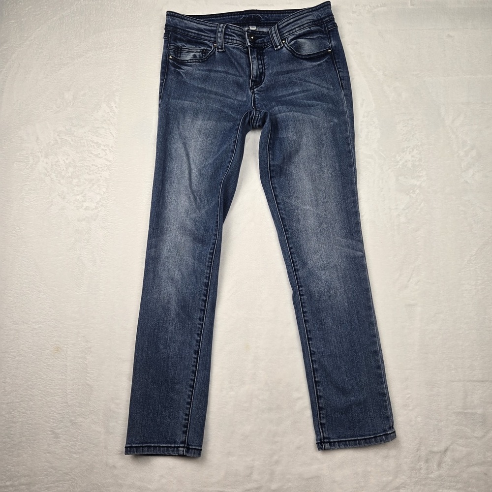 Cache Women's Skinny‎ Jeans Size 2 Embroidered Chain and Sequin Pockets Y2K
